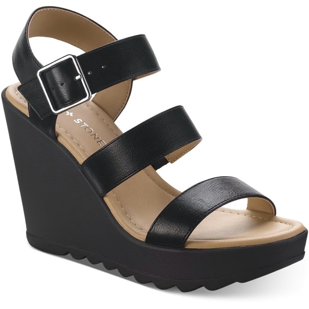 Women's Black Wedge Sandals
